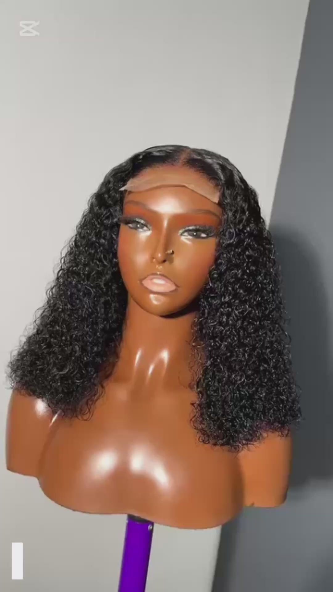 16” Curly Wet Look Wig – 5x5 Closure (Glueless Human Hair)