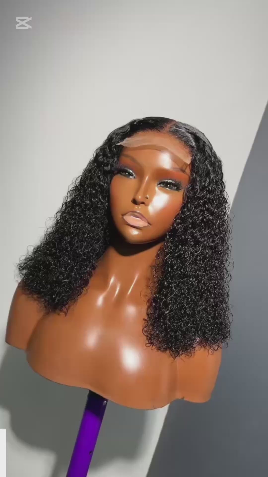 16” Curly Wet Look Wig – 5x5 Closure (Glueless Human Hair)